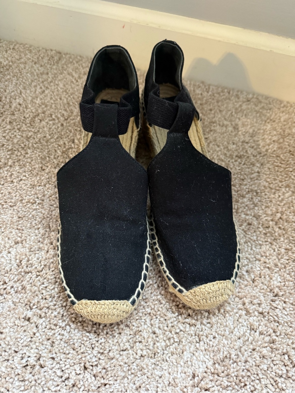 Tory Burch Black Canvas Espadrille Wedge Sandals